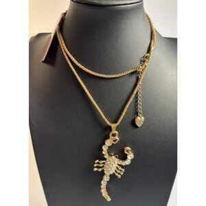 BETSEY JOHNSON Rhinestone Scorpion Necklace Zodiac Astrology Scorpio With Tags